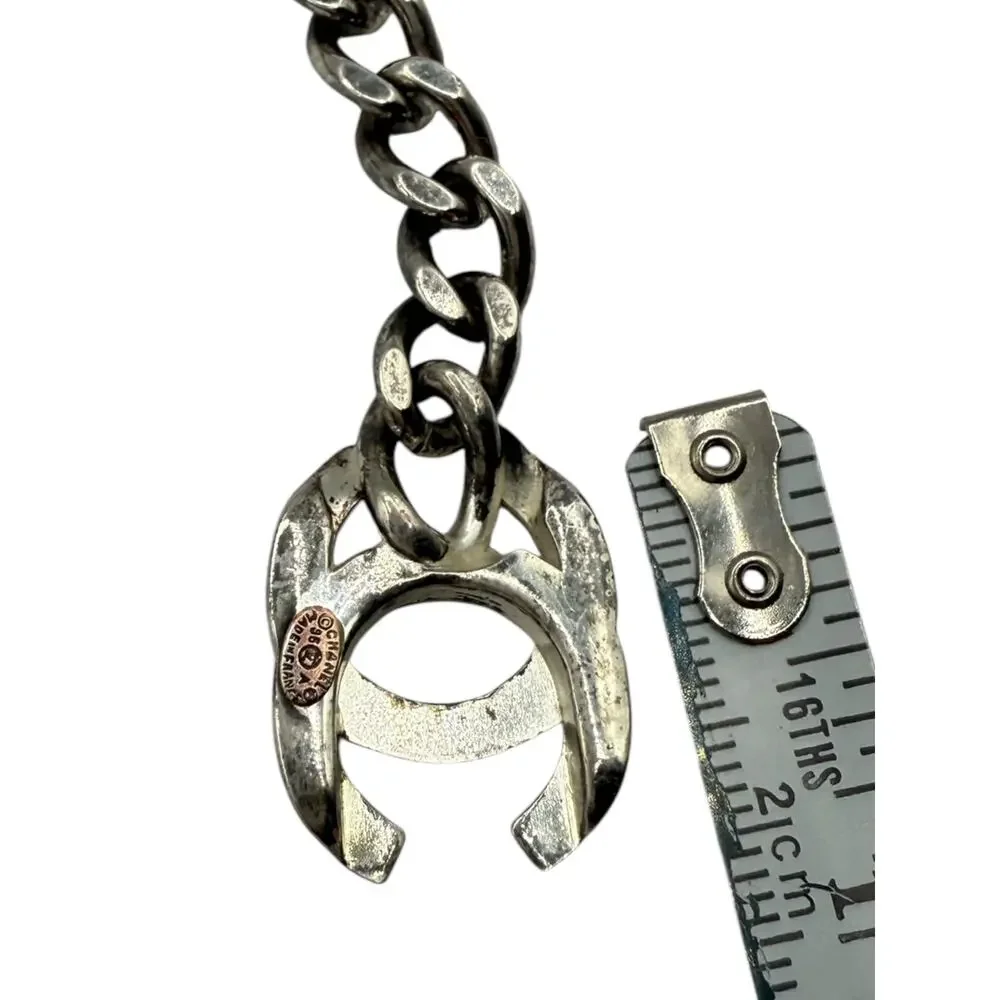 CHANEL Vintage 1996 Silver-Tone CC Turn Lock Chain Necklace